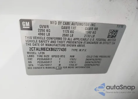 2011 GMC Terrain Sle-1 из США, поврежденный, VIN 2CTALMECXB6277436